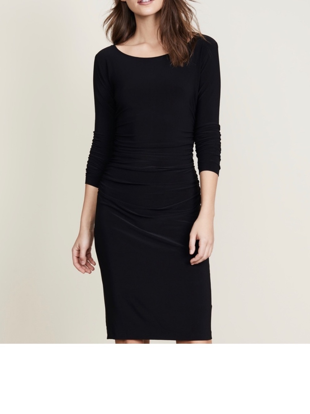 Norma Kamali Kamali Kulture Black Long-Sleeve Ruched Waist Sheath Dress